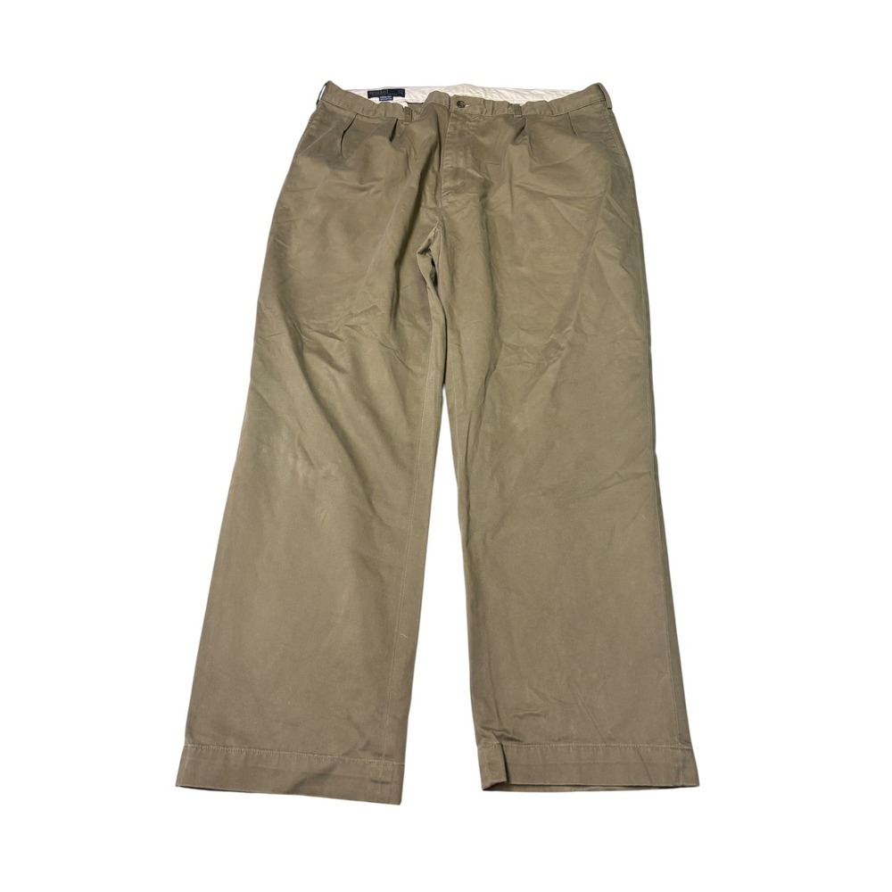 VTG Polo Ralph Lauren Andrew Pant Men 40x30 Olive Green Pleated Cotton Chino